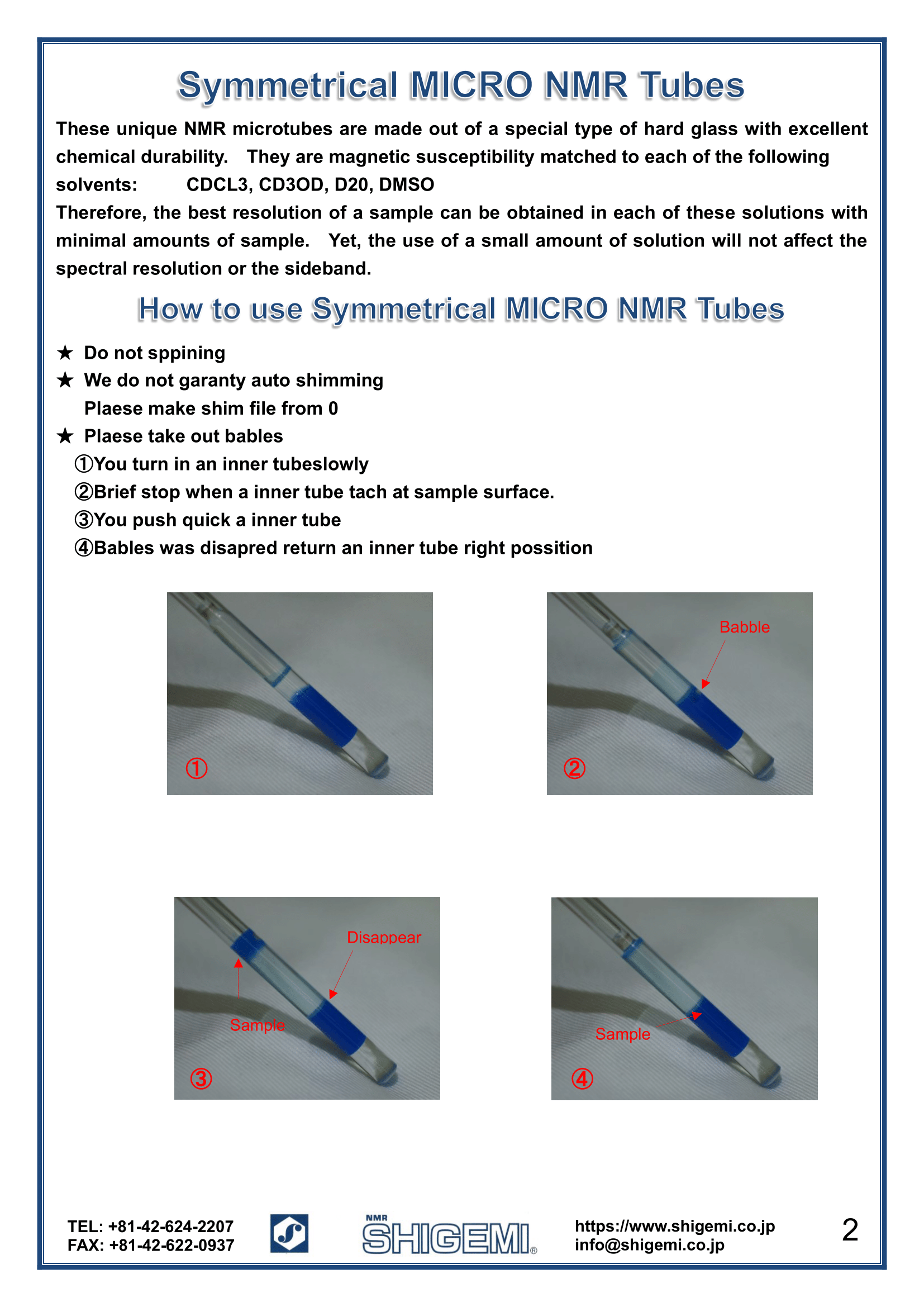 Symmetrical MICRO NMR Tubes