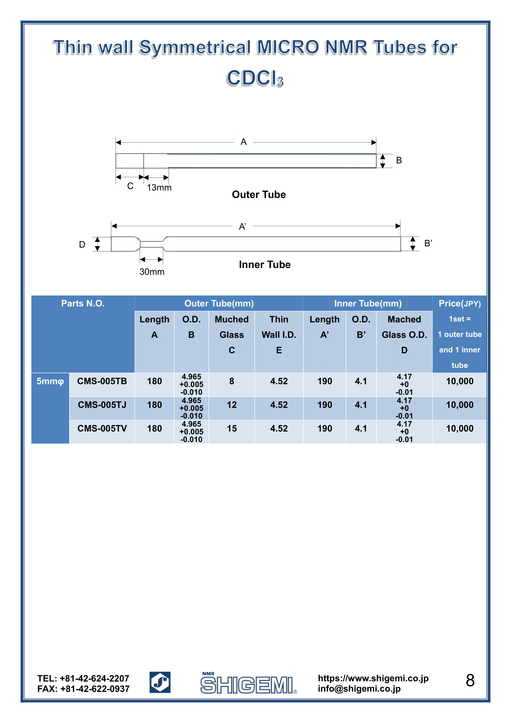 Symmetrical MICRO NMR Tubes