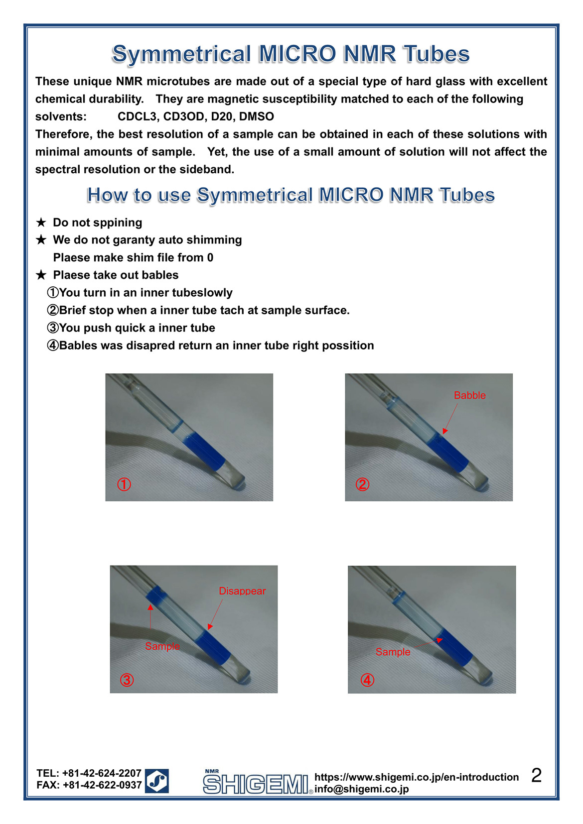 Symmetrical MICRO NMR Tubes