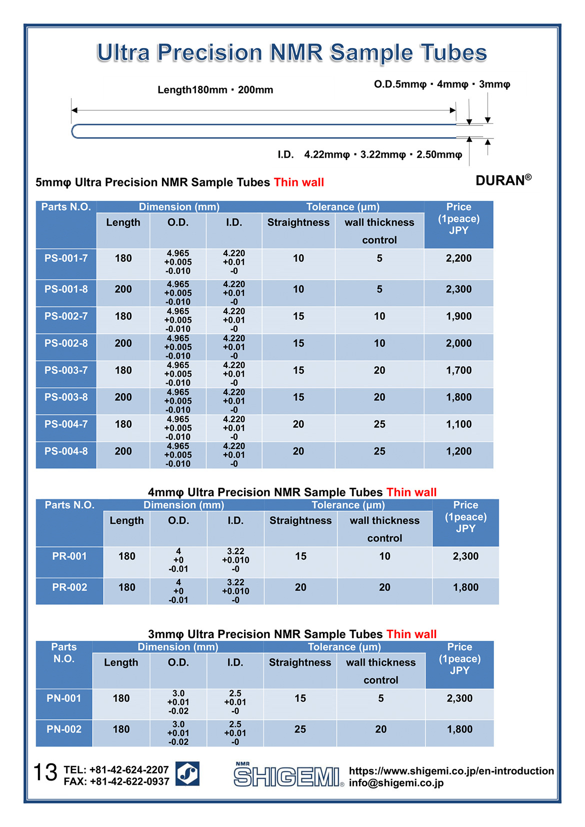 4 Ultra Precision NMR Tubes 株式会社シゲミ｜理化学系製品の製造、販売